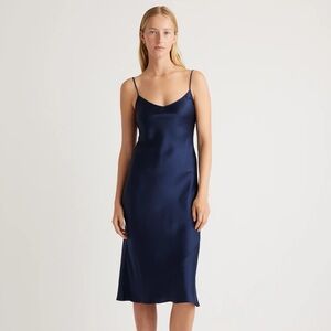 Navy Wilfred Only Slip Satin Midi Dress